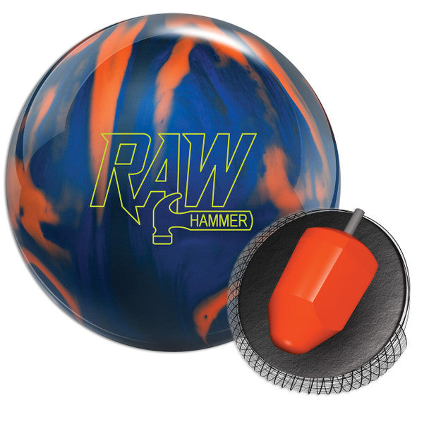 Hammer Raw Bowling Ball - Blue/Black/Orange Hybrid Coverstock | High Performance Reactive Resin | Perfect for League Play & Tournament Bowlers