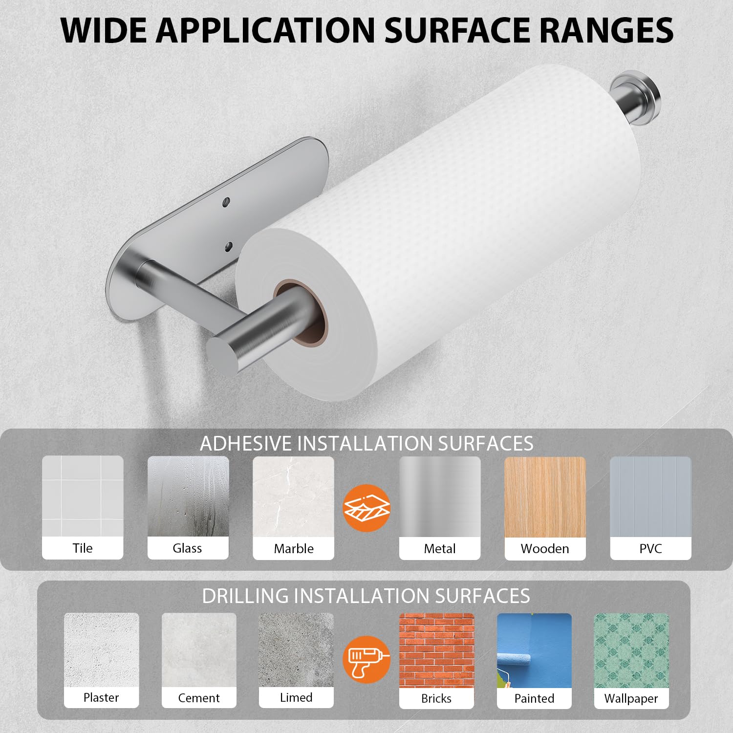 Under Cabinet Paper Towel Holder - Self Adhesive & Screw Mount Stainless Steel Roll Rack for Kitchen, Bathroom, RV - Rustproof & Durable (Silver) - Perfect for Compact Spaces & Easy Access to Paper Towels