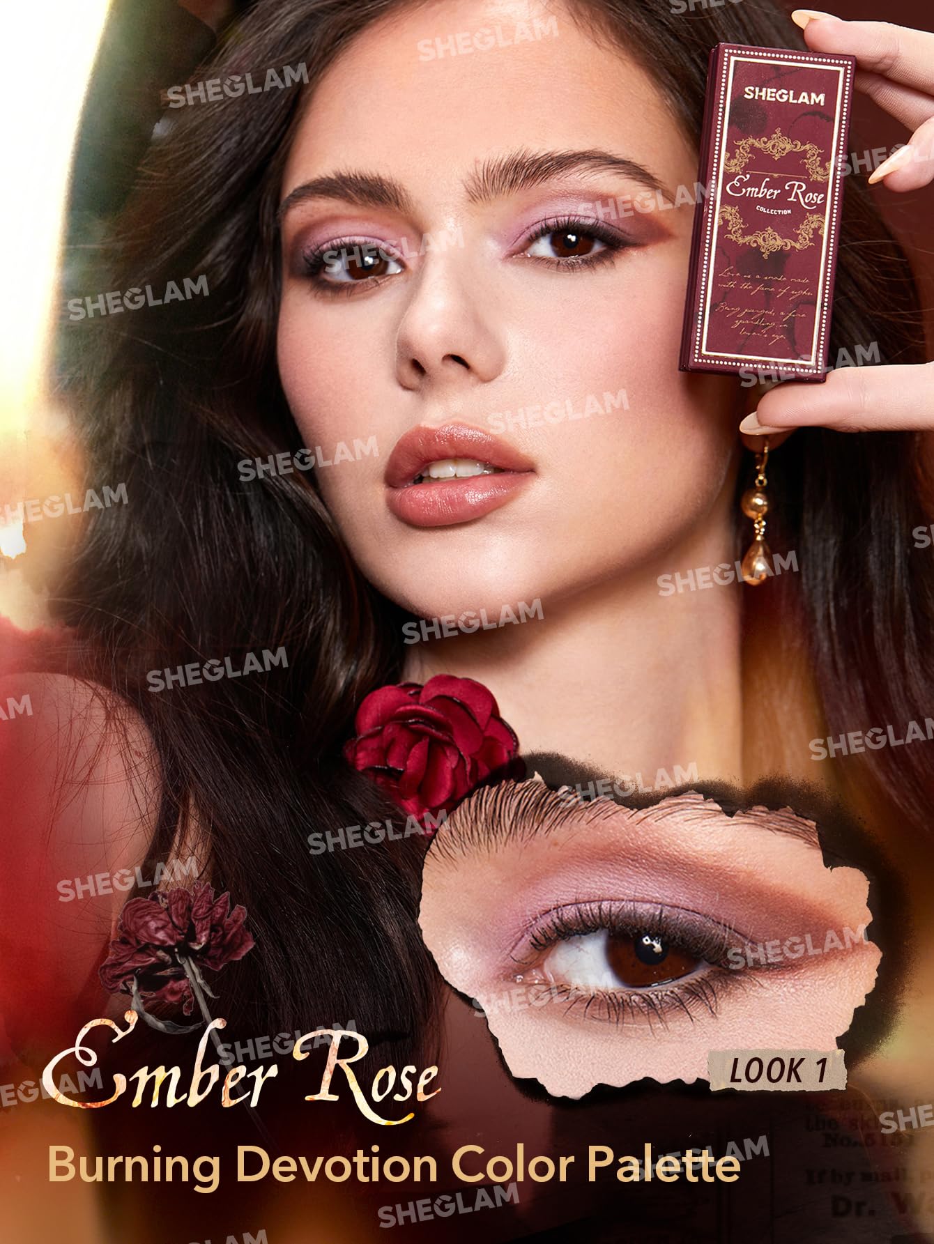 SHEGLAM Ember Rose Collection - Valentine's Day Gift Set with Pink Lip Gloss, Blush, Lipstick & Eyeshadow | Romantic Date Night Makeup Kit | Perfect for Valentine's Gifts, Bridal Makeup, and Special Occasions