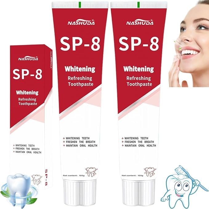 NASHUDA SP-8 Ultra Whitening & Probiotic Toothpaste - Enamel Safe Formula for Stain Removal, Fresh Breath & Teeth Health - 1 Pack Brightening Dental Care for Daily Oral Hygiene & Stain-Free Smile