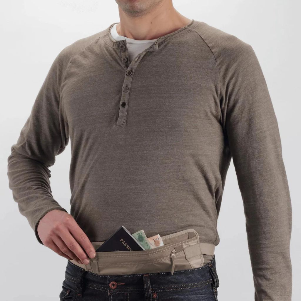 Eagle Creek Silk Undercover Neck Wallet DLX - RFID Blocking Travel Money Belt for Men & Women - Secure & Lightweight Khaki Pouch for Passport, Cash, Cards - Perfect for Airports, Hiking, and International Travel