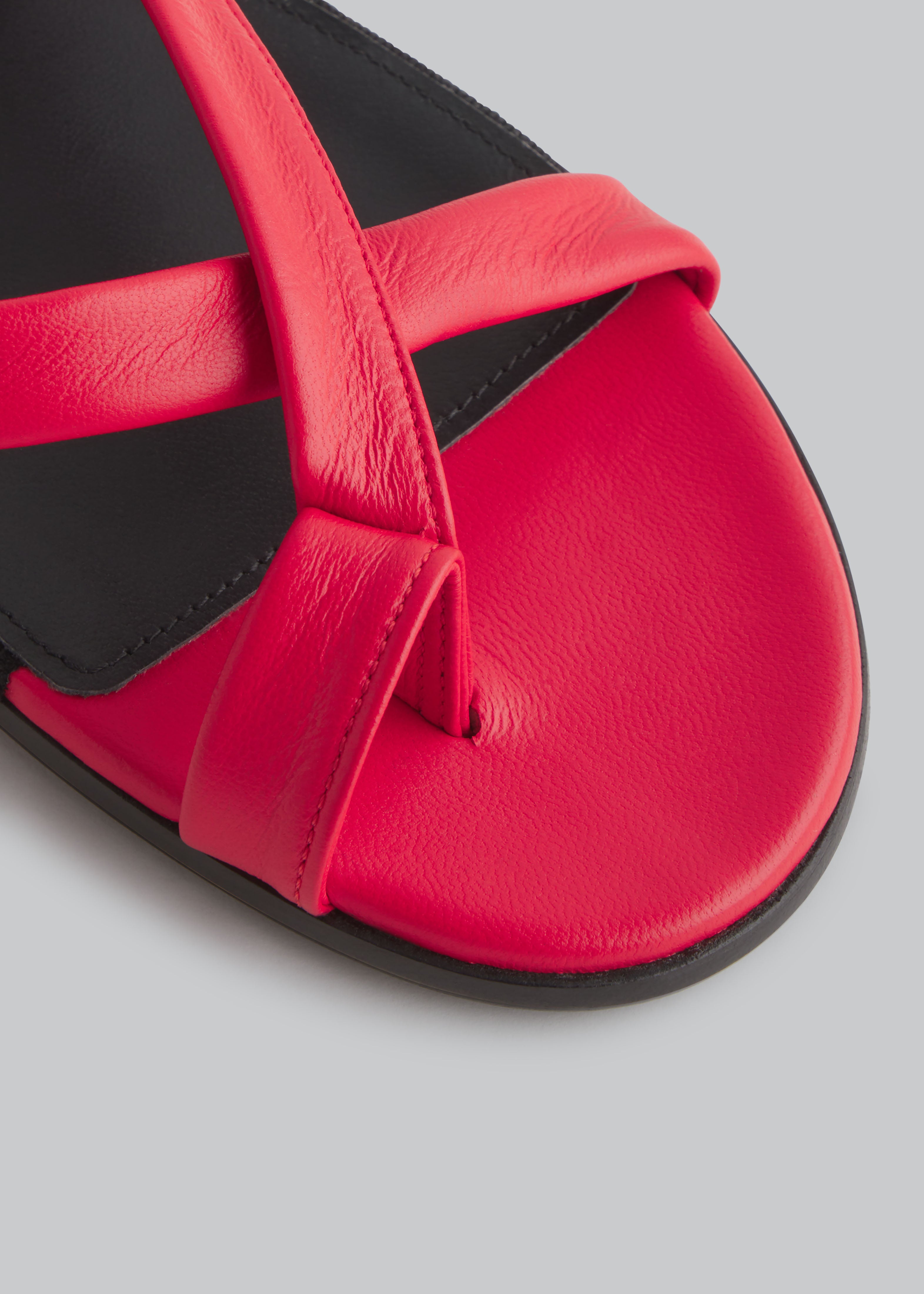 Red Stretch Leather Toe Strap Sandals for Women - Comfortable Summer Slide Sandals for Beach, Pool, and Casual Outings