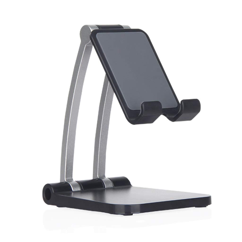 WSSBK Adjustable Phone Stand for Desk - Universal Smartphone & Tablet Holder, Portable Cell Phone Stand for Office, Home, Bedroom (Black) - Perfect for Video Calls, Watching Movies & Hands-Free Use