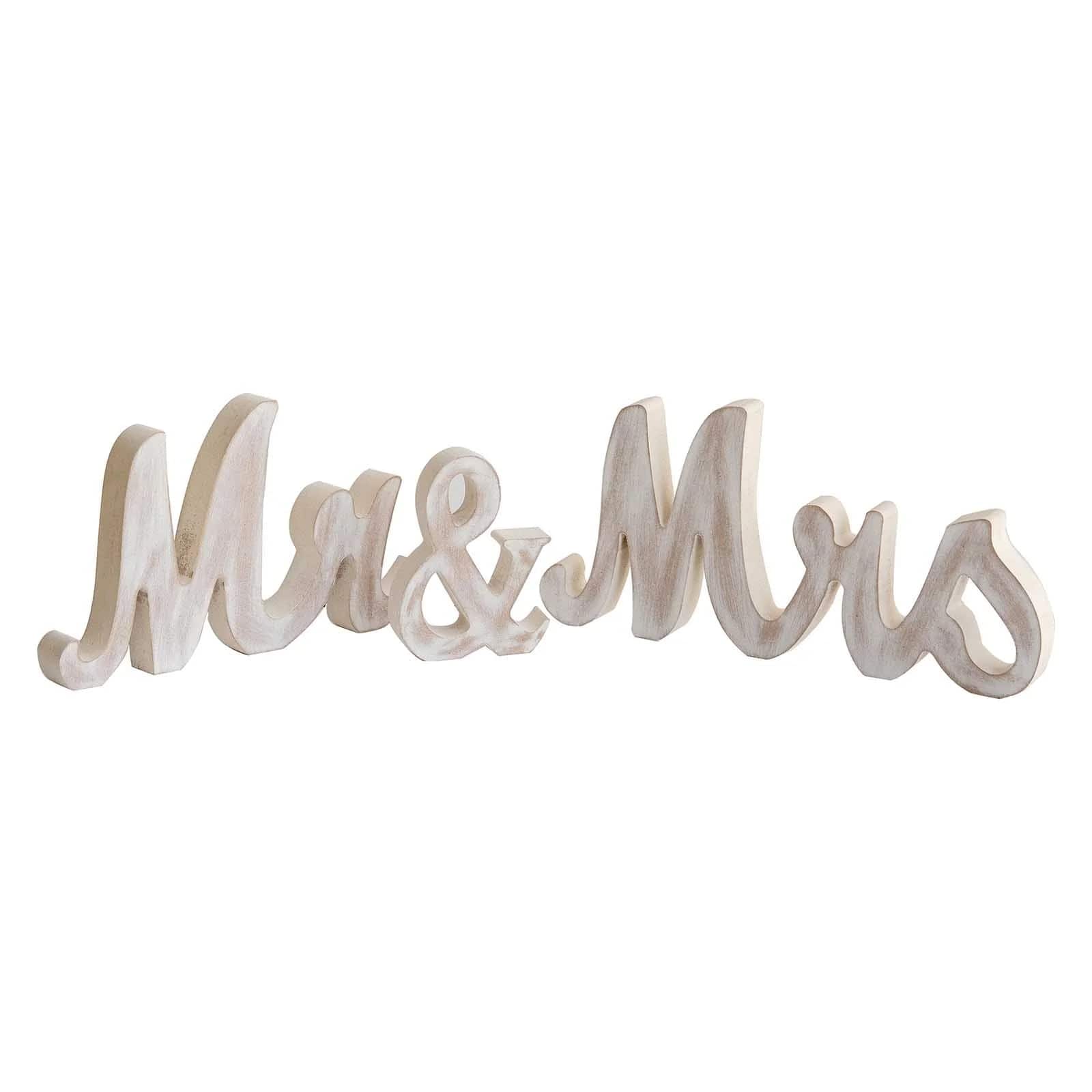 Glittered Wooden Mr & Mrs Freestanding Wedding Table Signs - Elegant Couple Name Display for Wedding Reception, Anniversary & Romantic Decor
