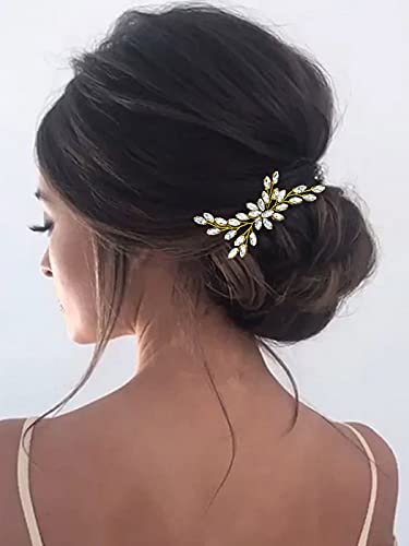 Rhinestone Bridal Hair Pins for Women - Gold Wedding Hair Accessories (Perfect for Brides & Bridesmaids)