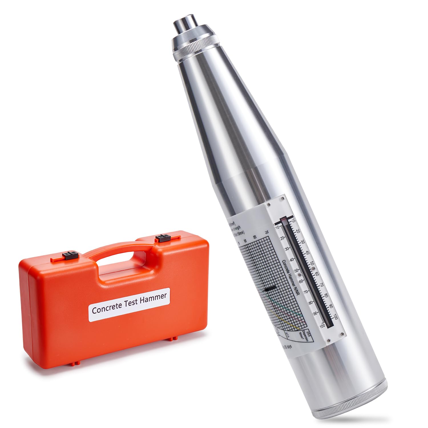 Concrete Rebound Hammer Tester - Digital Concrete Strength Hardness Tester (10-60Mpa/1450-8702psi) with English Label & Calibration Certificate | Portable Resiliometer for Construction, Civil Engineering & Building Inspection
