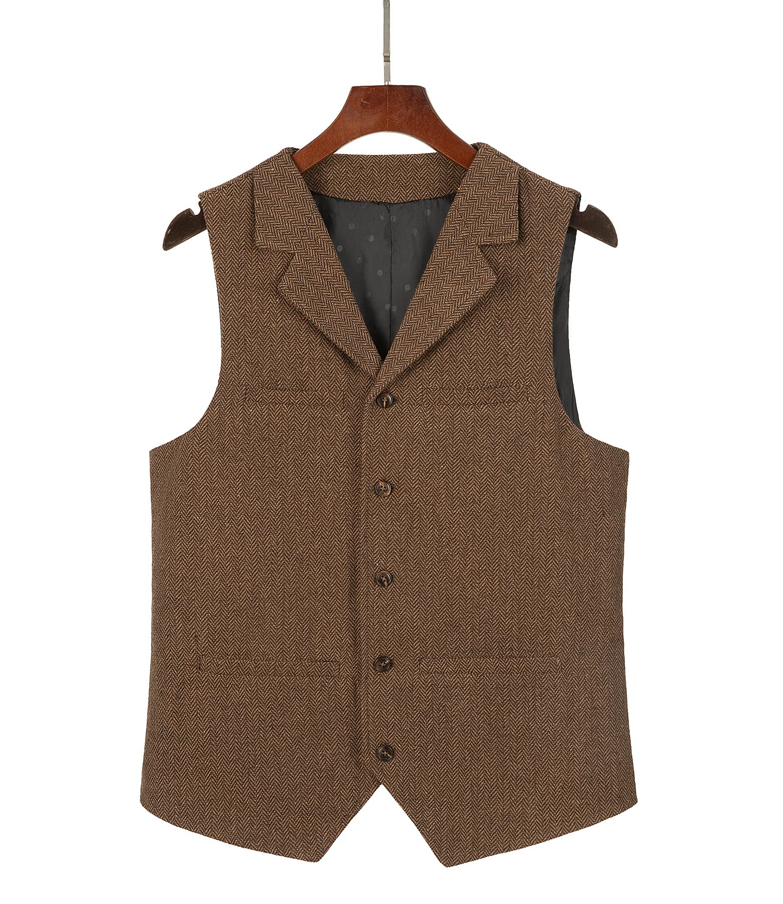 Vintage Men's Tweed Suit Vest - Herringbone Wool Waistcoat for Groomsmen & Prom | Formal Wedding Attire, Business Office Wear & Special Occasions