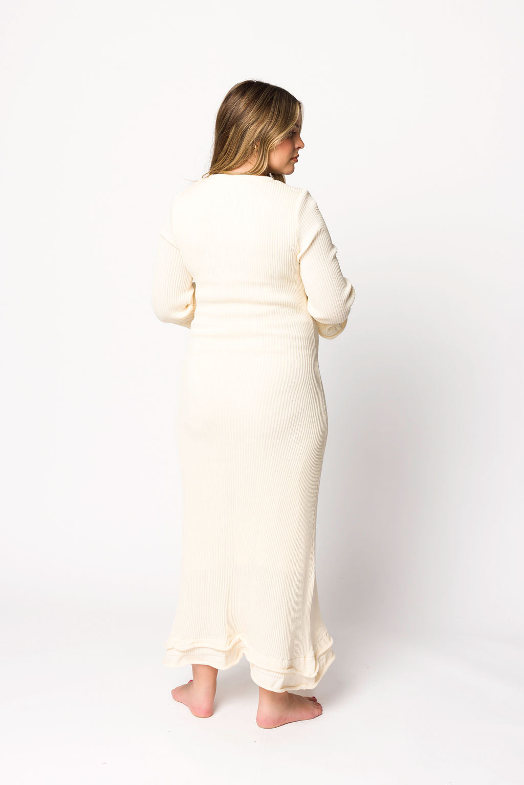 Arlet Ivory Maternity Dress - Bump Friendly & Comfortable for Pregnancy, Nursing, and Special Occasions