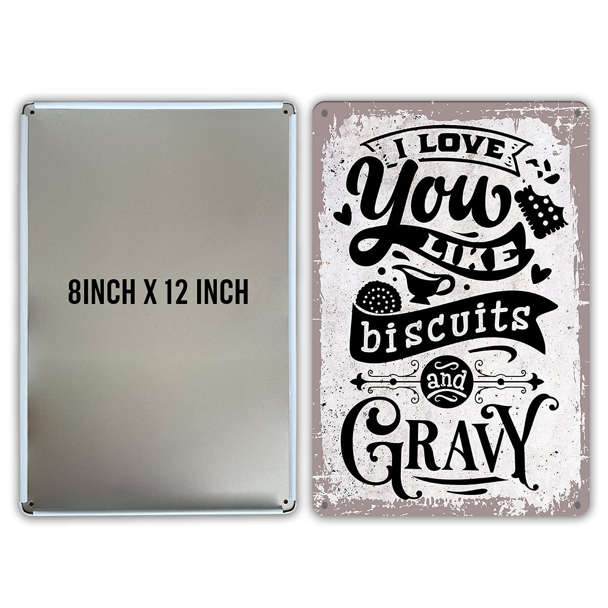 Funny Kitchen Metal Tin Sign - Retro Biscuits & Gravy Wall Decor for Home