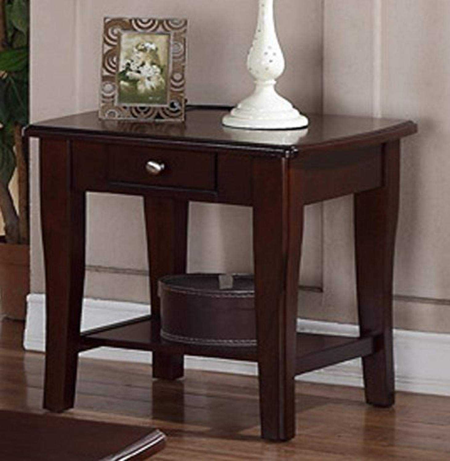 Poundex End Tables Set of 2, Modern Side Tables for Living Room, Bedroom & Office - Nightstand, Sofa Table with Storage Shelf - Sturdy Wooden Accent Furniture for Home Decor