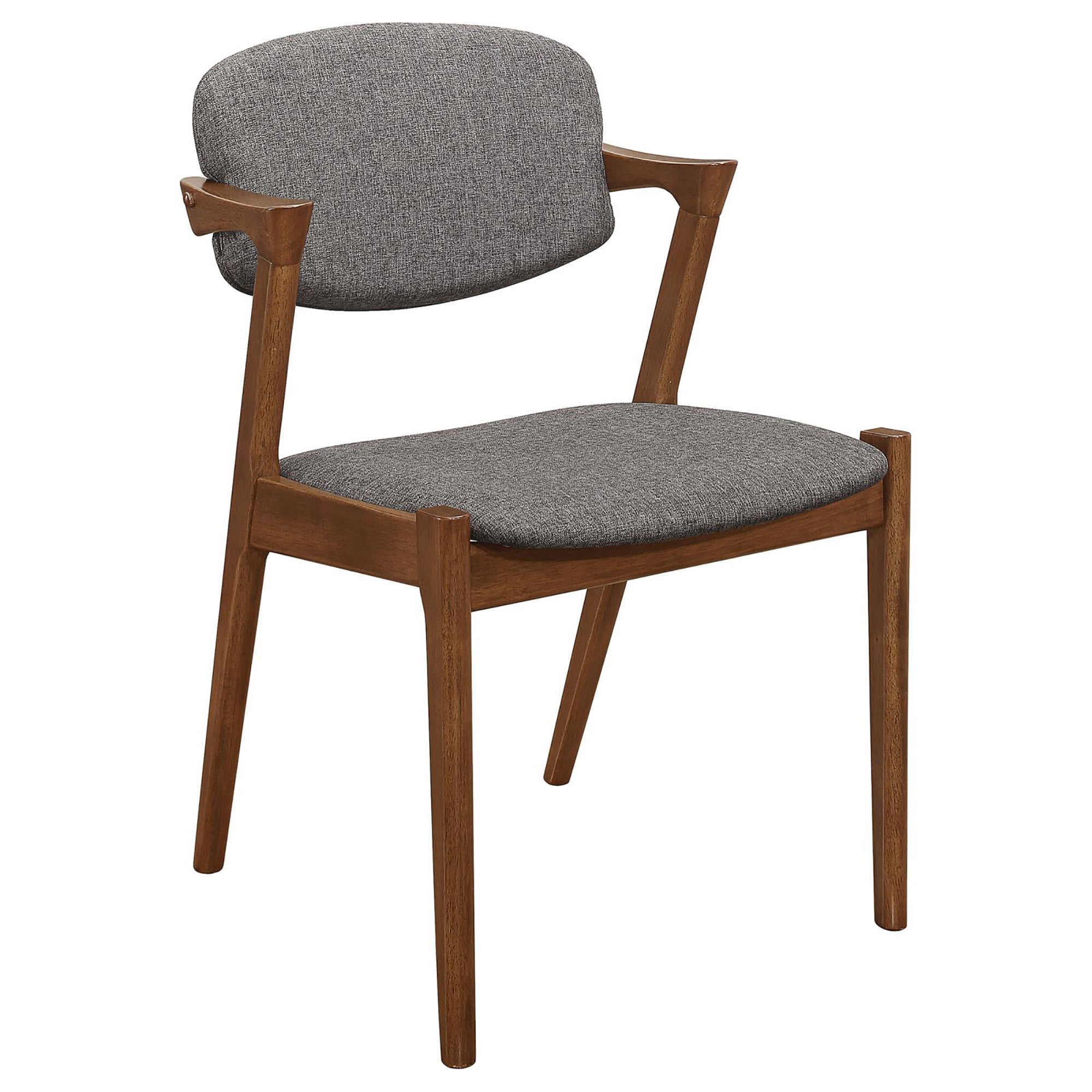 Dark Walnut & Grey Modern Dining Chairs Set of 2 - Solid Wood Accent Chairs for Kitchen, Dining Room, Breakfast Nook & Home Decor