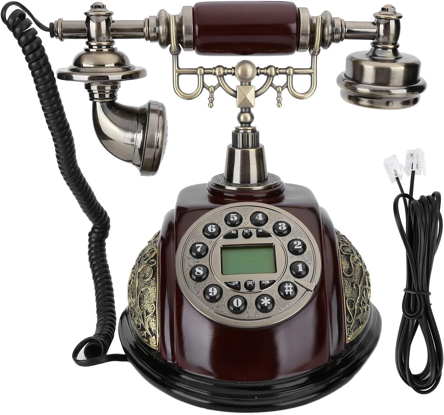 Vintage Antique Rotary Dial Telephone - Classic European Retro Corded Landline Phone for Home & Office Decor - Push Button Desk Phone with Single Line - Perfect for Vintage Themed Rooms, Film Props, and Nostalgic Gifts (Color: Default)