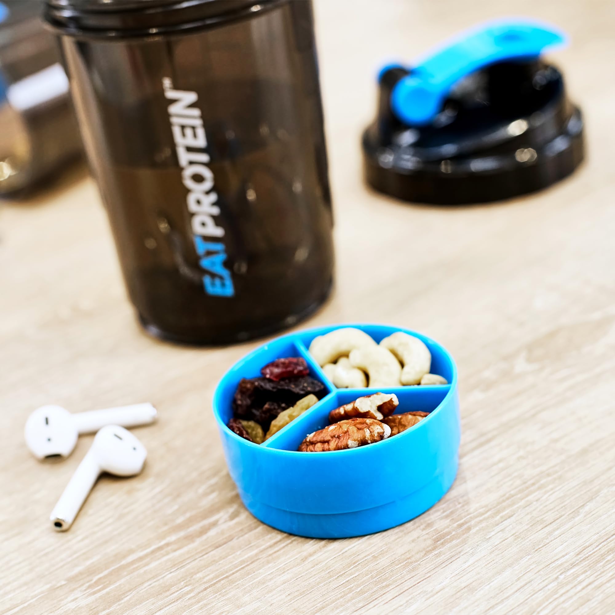 EatProtein 500ml Protein Shaker Bottle with 2 Detachable Powder Containers - Leakproof Gym Water Bottle for Protein Shakes & Workout Drinks - Perfect for Bodybuilding, Fitness & Post-Workout Recovery