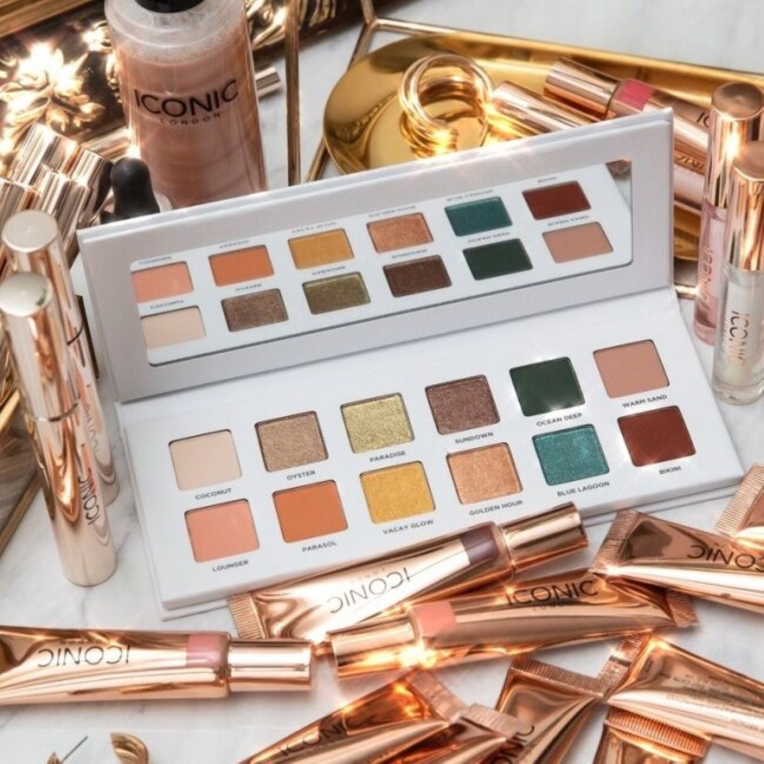 Beachside Babe Eyeshadow Palette - 12 Highly Pigmented Shades for Day & Night Makeup - Waterproof & Long Lasting - Perfect for Summer Beach Parties & Tropical Vacations