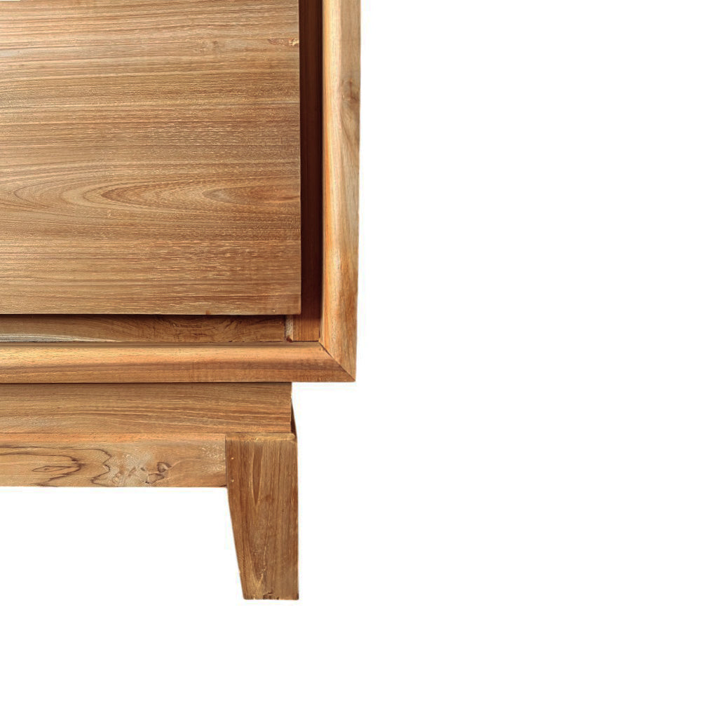 Stylish Riley Teak Wood Sideboard Buffet Cabinet for Dining Room - Modern Storage Furniture for Home & Office Use