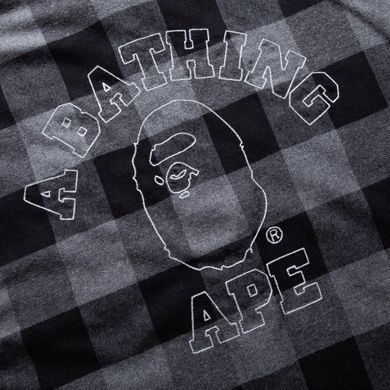 Bape Check Ape Flannel Shirt for Men - Black & Grey Plaid Casual Shirt - Streetwear Fashion for Urban Style & Everyday Wear