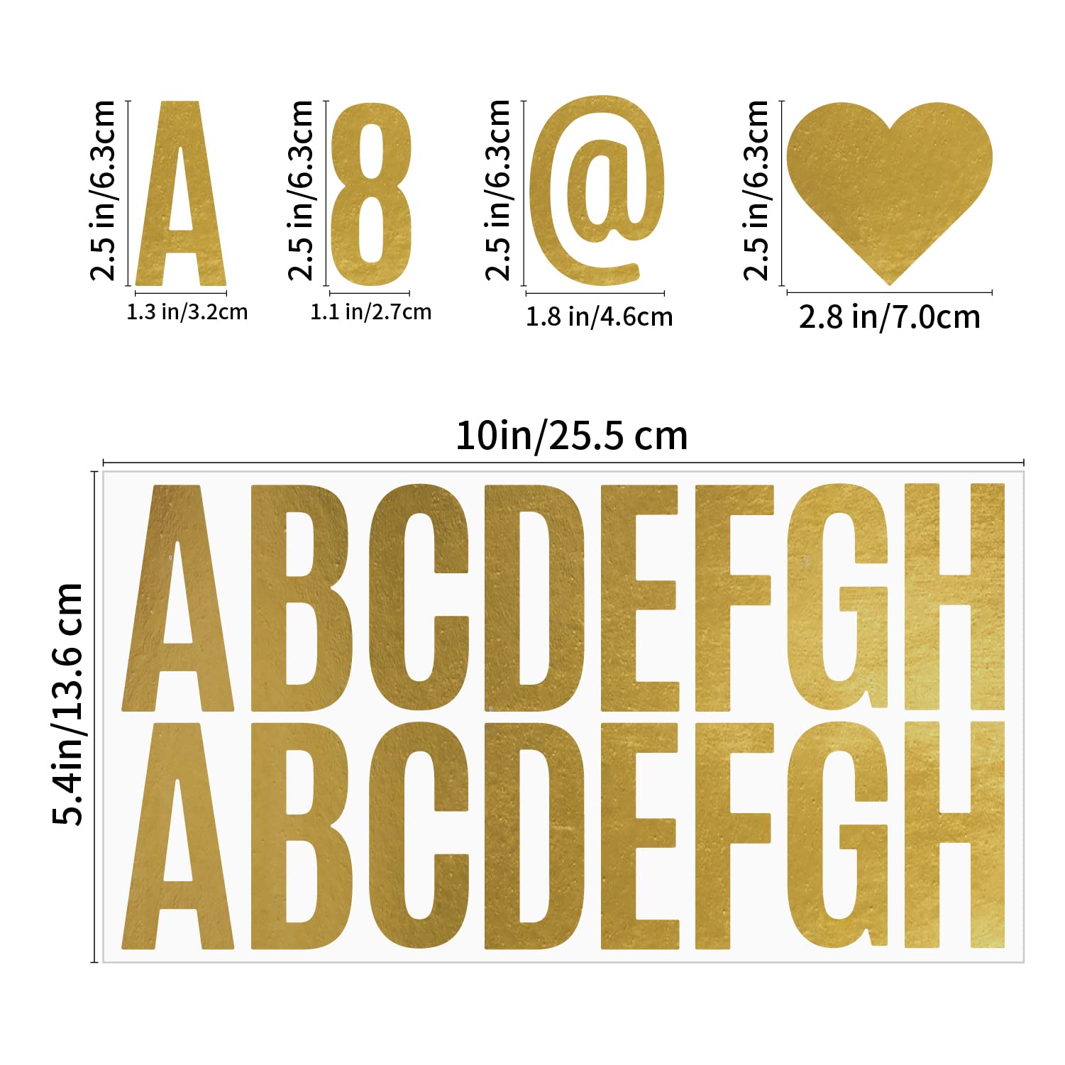 400 PCS Gold Letter Stickers - 24 Sheets Large 2.5 Inch Self-Adhesive Alphabet & Number Stickers, Waterproof for Bulletin Boards, Mailbox Labels, DIY Crafts, Scrapbooking & Home Decor Projects