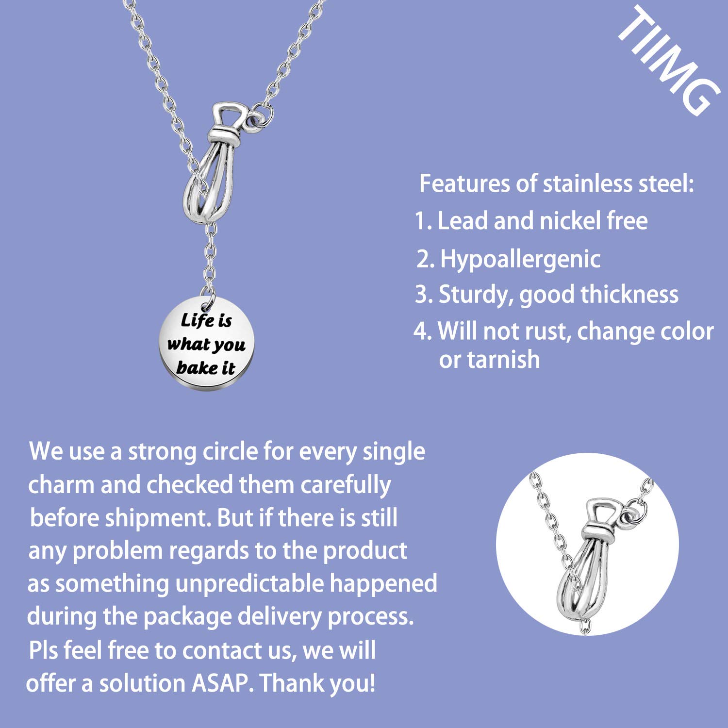 TIIMG Baker Necklace - Life is What You Bake It - Sterling Silver Baking Jewelry for Women - Perfect Culinary Graduation Gift & Baking Lover Present - Ideal for Bakers, Chefs, and Kitchen Enthusiasts