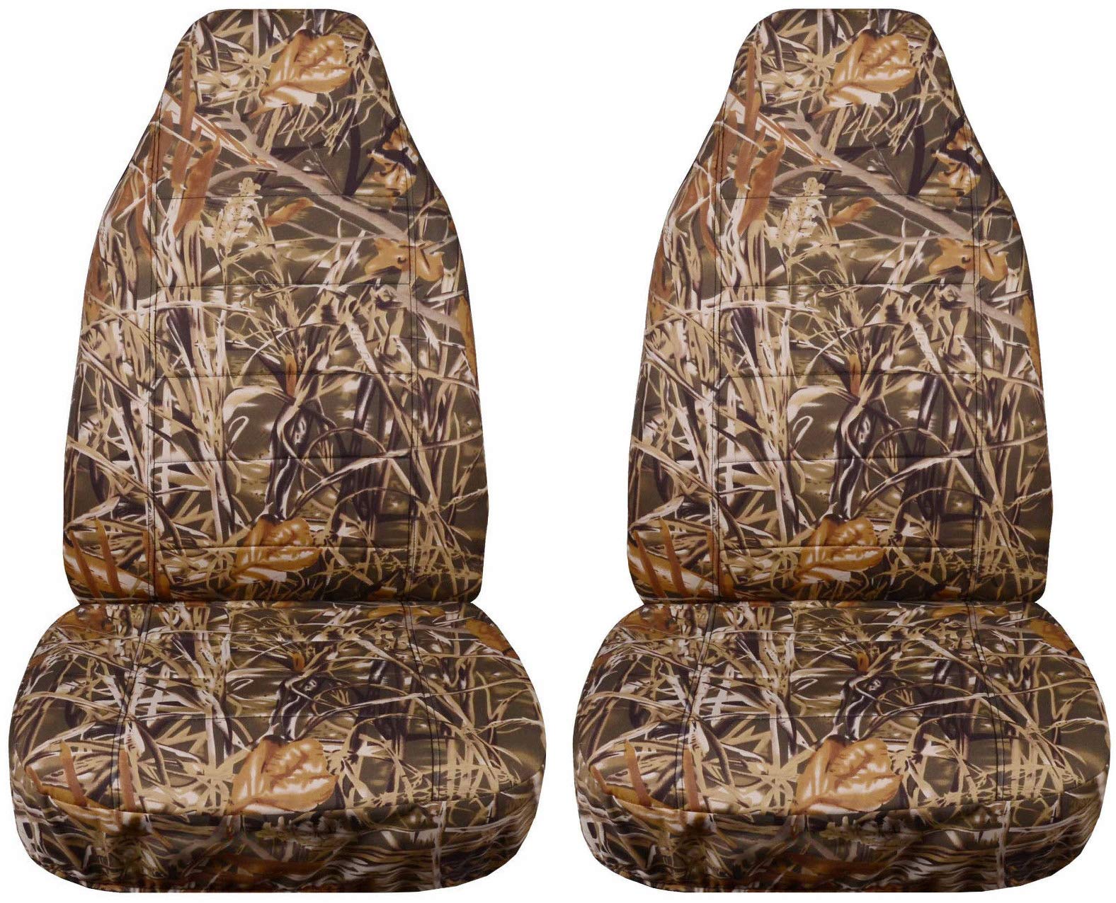 Universal Wetland Camo Car Seat Covers - Front Bucket Seat Protectors with Airbag, Seat Belt & Armrest Compatibility (22 Prints) - Perfect for Trucks, SUVs & Off-Road Adventures