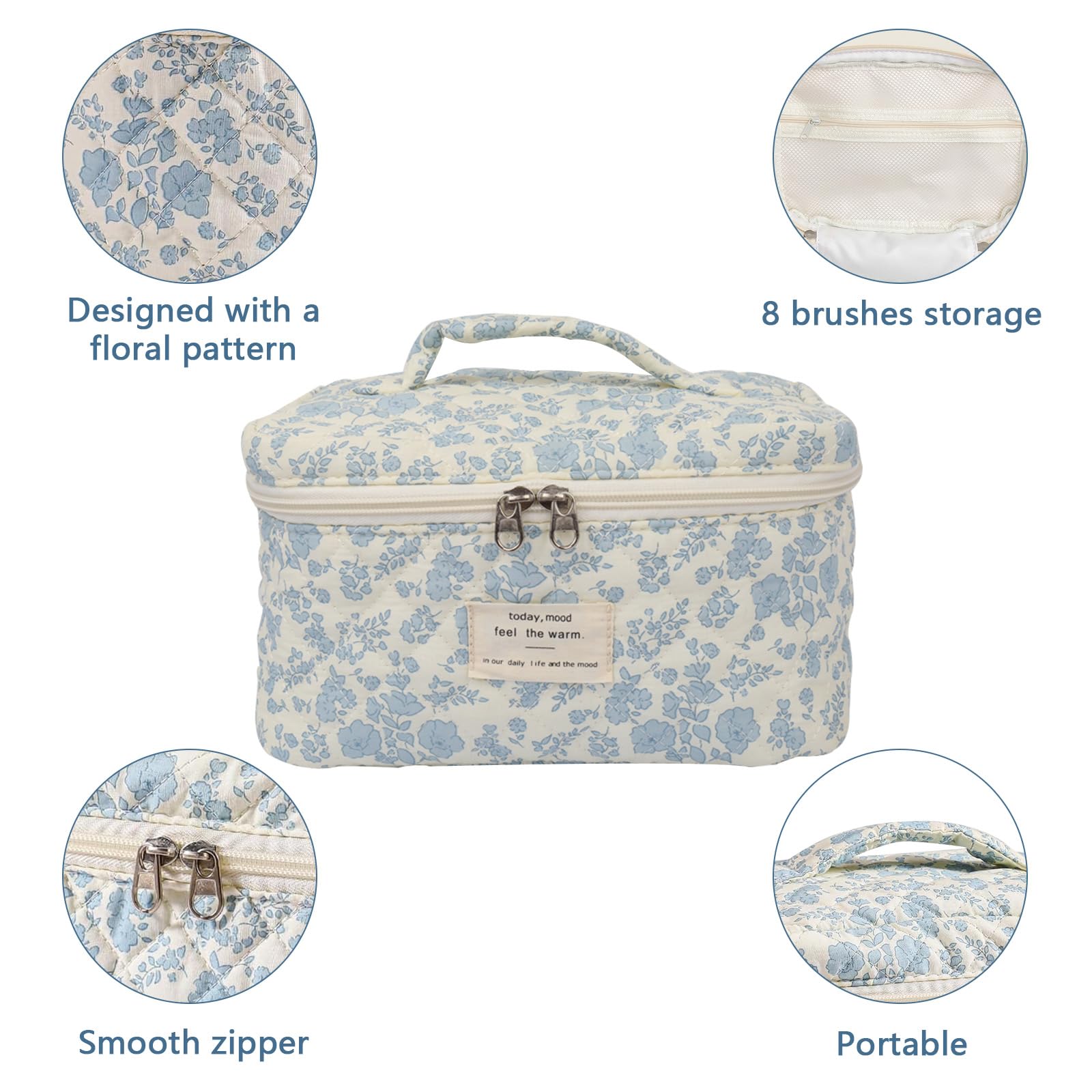 Large Makeup Bag for Women - Floral Coquette Aesthetic Cosmetic Organizer, Cute Travel Toiletry Bag with Rose Plaid Pattern | Perfect for Travel, Gym & Daily Beauty Storage