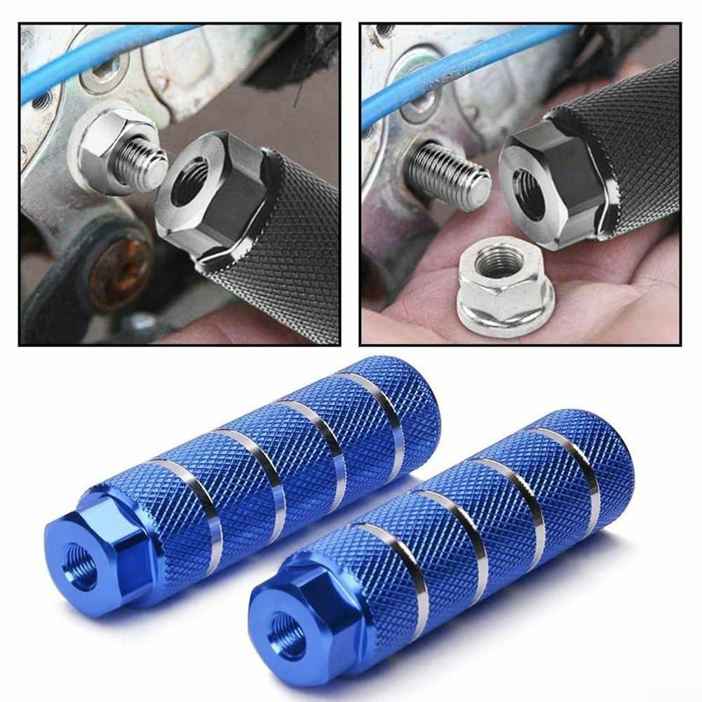 Knurled Bike Pegs for Road, Mountain & Track Bikes - Non-Slip Bicycle Pegs (Blue) | Perfect for Stunt Riding & Bike Tricks