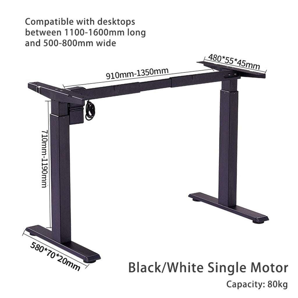 120cm Adjustable Height Standing Desk - Single Motor Electric Sit Stand Desk with Birch Top for Home & Office - Ergonomic Workspace Solution for Productivity & Comfort