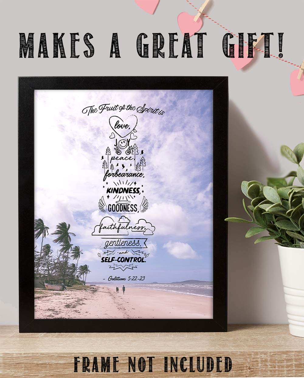 Fruit of the Spirit Bible Verse Wall Art - Christian Inspirational Print for Home & Office Decor - Farmhouse Style Motivational Quote Poster - Perfect for Living Room, Bedroom, Office & Gift Giving