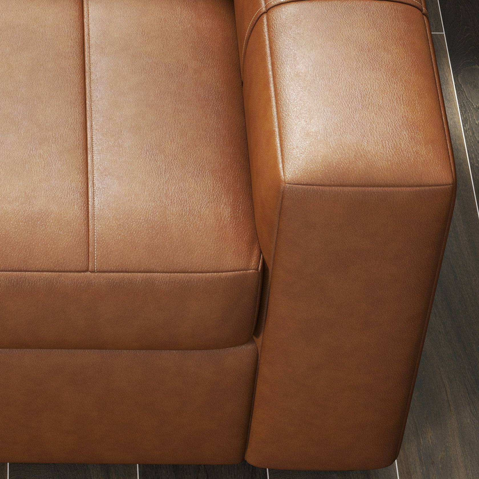 Roundhill Furniture Sakan Genuine Leather Upholstered Loveseat Sofa - Modern Two-Seater for Living Room, Lounge & Office