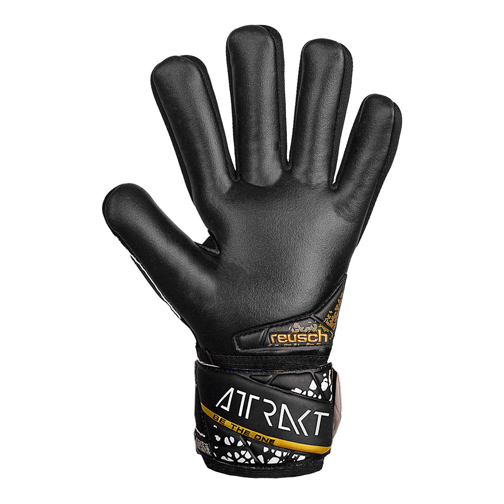 Reusch Silver NC Finger Support Goalkeeper Gloves - Black/Gold/White for Soccer Training & Match Play