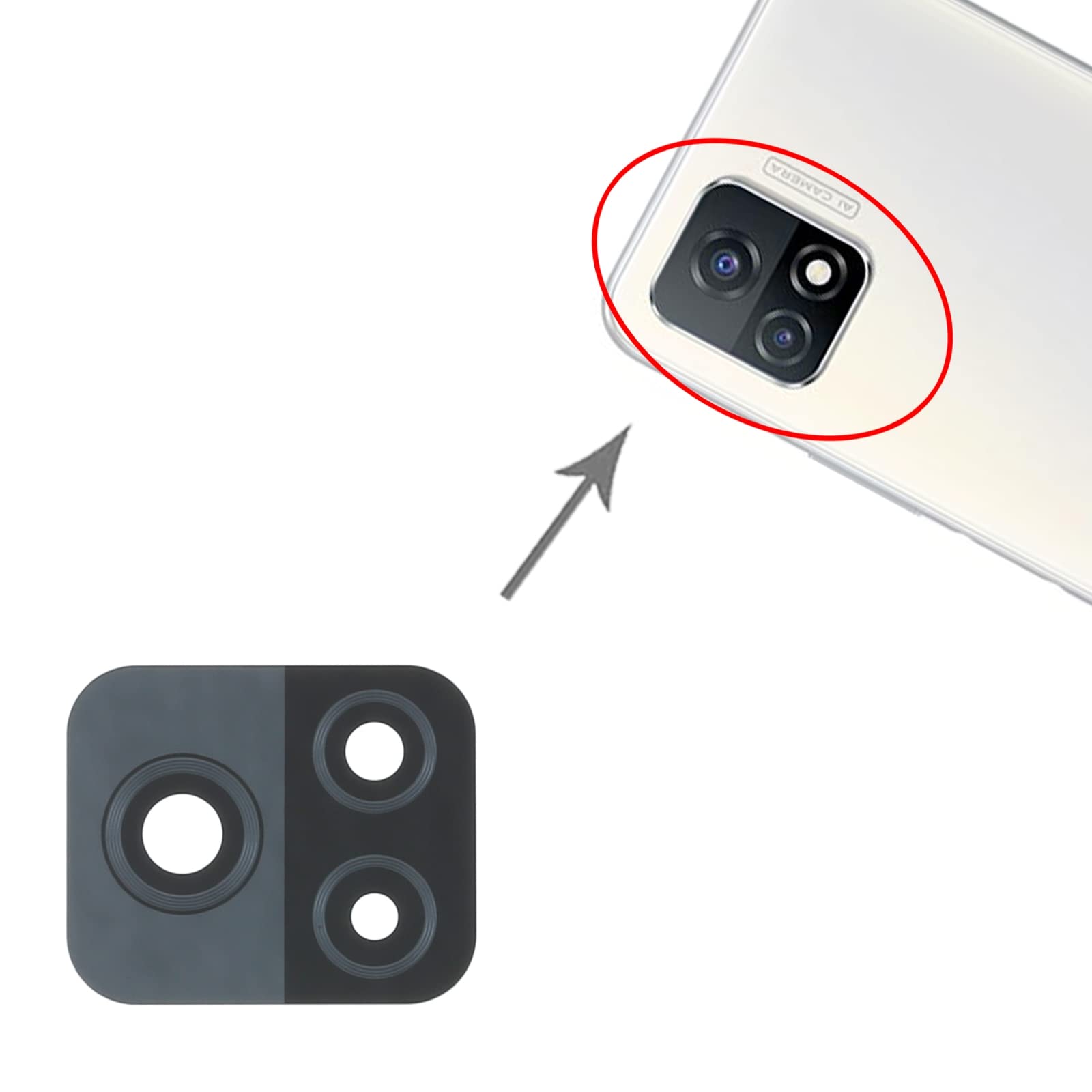 Original Title: For Vivo iQOO U3 V2061A 10pcs Back Camera Lens   Optimized Title: 10-Pack Replacement Back Camera Lens for Vivo iQOO U3 V2061A - High-Quality Phone Repair Parts for DIY Fixes & Screen Protector Installation