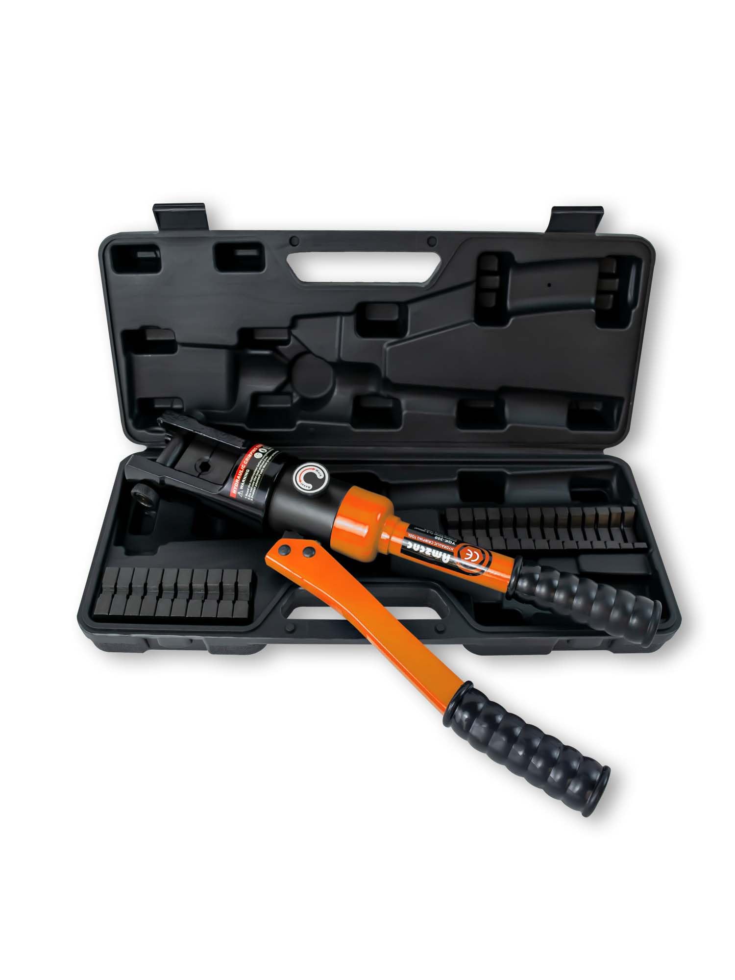 16 Ton Hydraulic Wire Crimper Tool with 13 Pairs Standard US Dies - Crimps 6 AWG to 600 MCM Battery Cables & Lugs | Professional Electrical, Automotive & Marine Wiring Applications