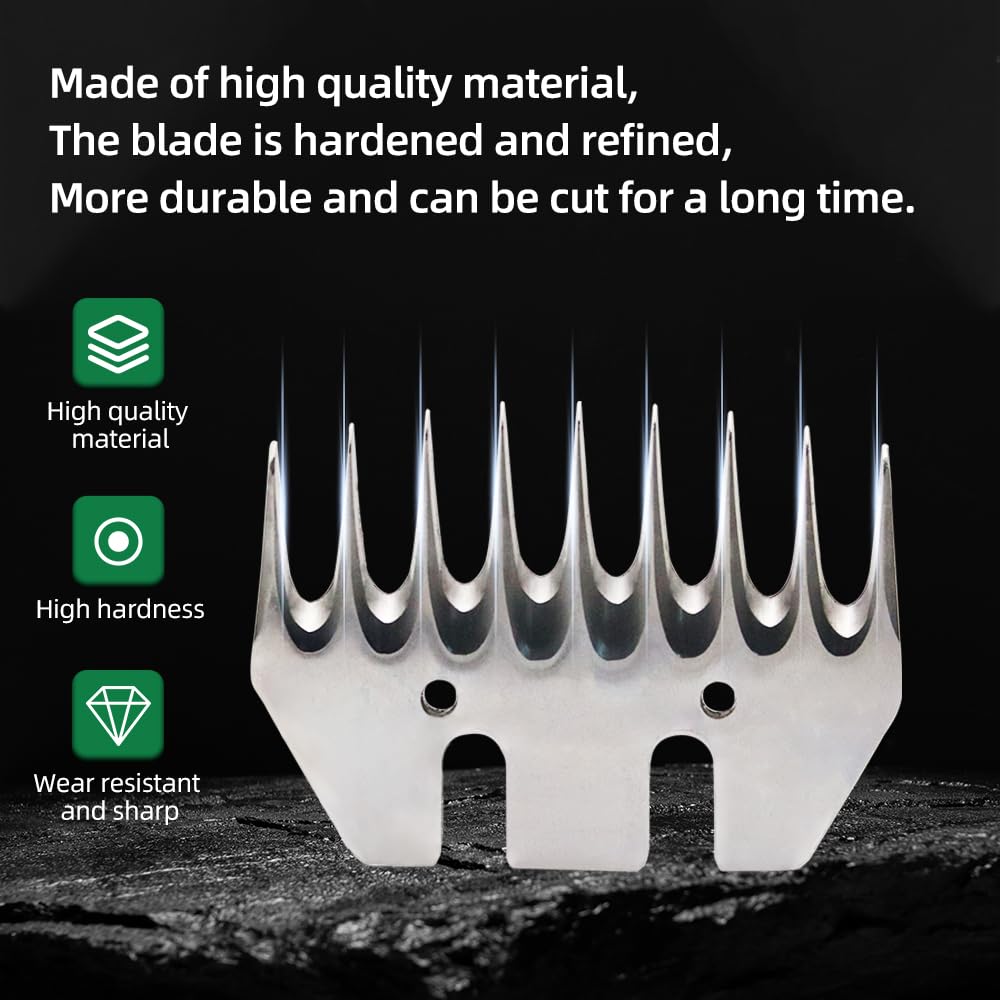 Professional 9-Tooth Sheep Shearing Comb & Cutter Blade Set - Heavy Duty Straight Blade for Sheep, Alpaca, Goats - Essential Farm & Livestock Grooming Tool for Wool Harvesting & Animal Care