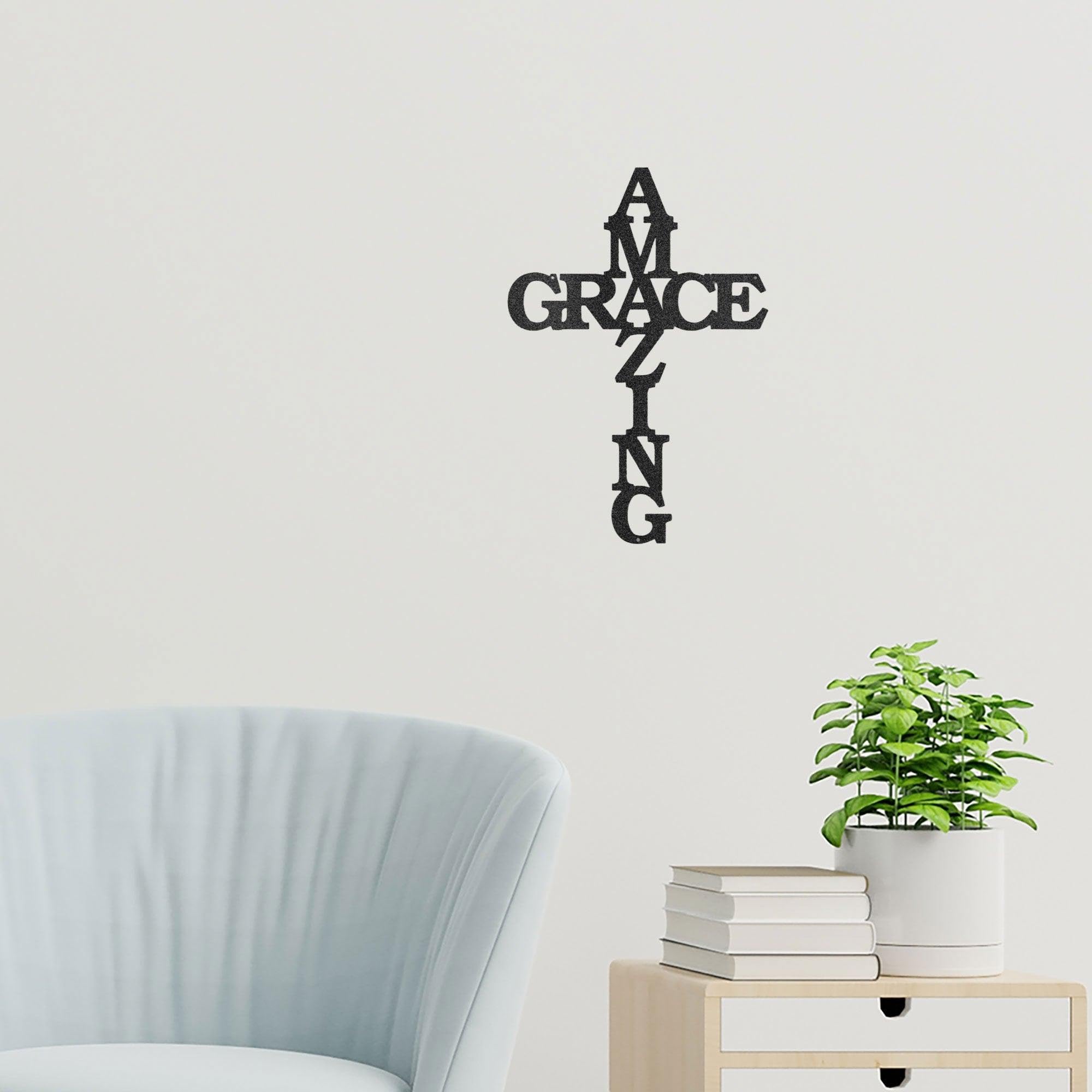 Amazing Grace Cross Metal Wall Art - 30