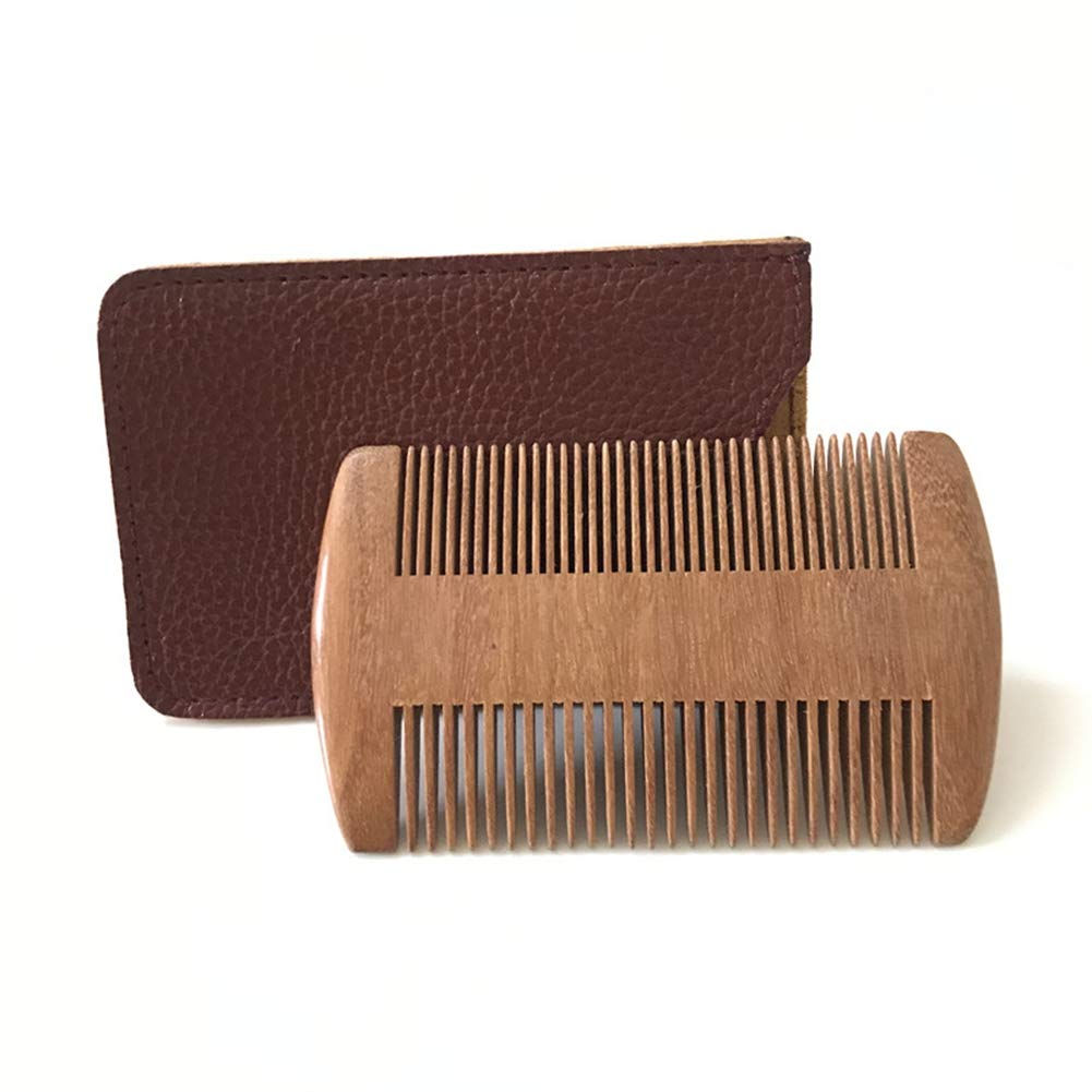Premium Sandalwood Beard Comb for Men - Natural Wooden Anti-Static Comb with Wide & Fine Teeth - Perfect for Daily Grooming, Travel & Beard Care Routine