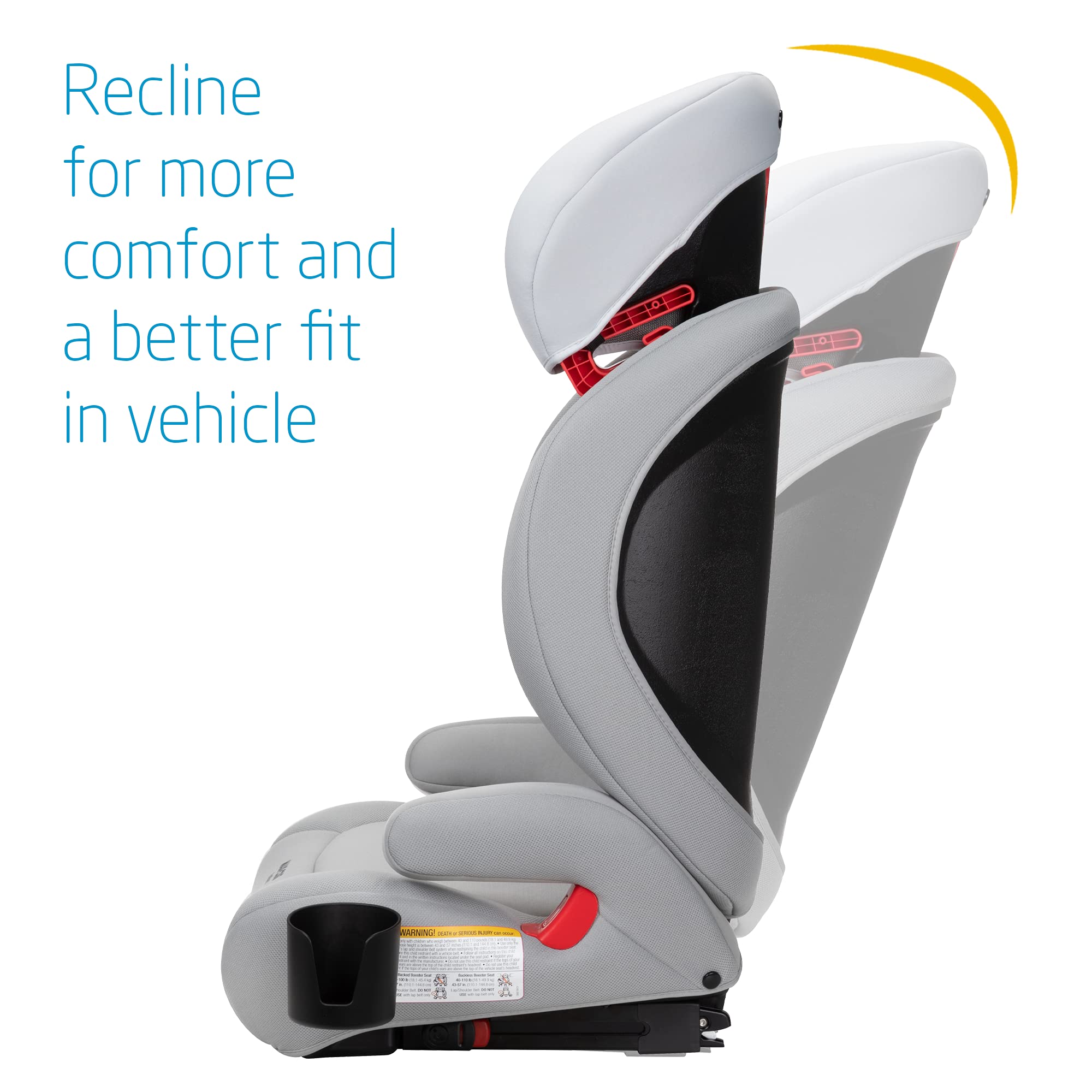 Maxi-Cosi Rodi Sport High Back Booster Car Seat for Kids 40-100 lbs | Polished Pebble | Safe & Comfortable for Road Trips & Daily Commutes