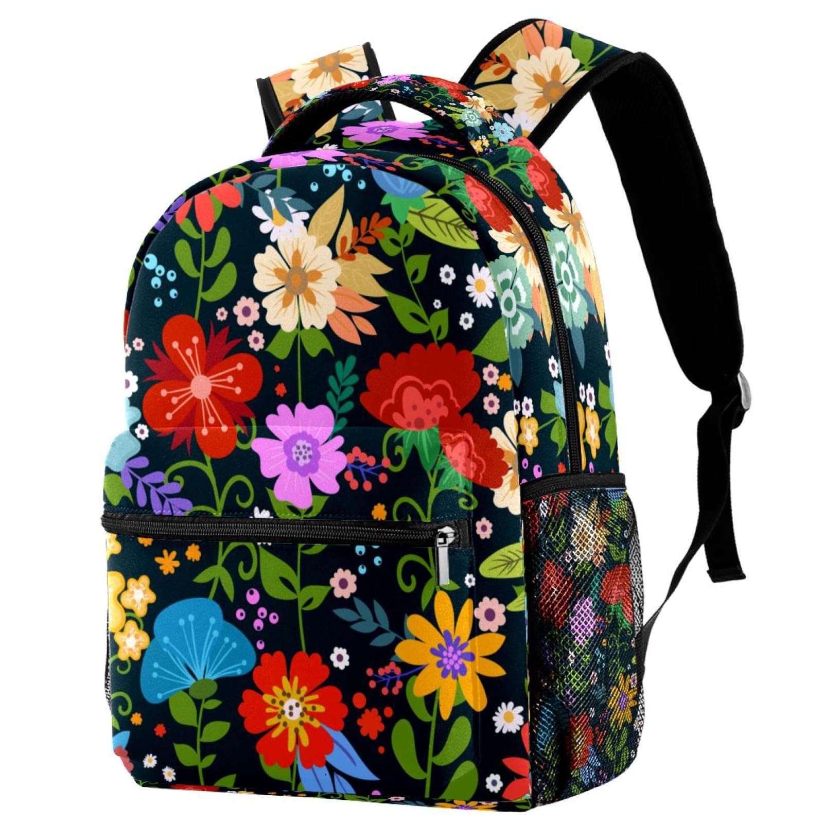 Colorful Flower Backpacks for Girls & Boys - Waterproof School Bookbags with USB Charging Port, Lightweight Travel Daypack for Elementary Students - Perfect for School, Work, Hiking & Daily Commute