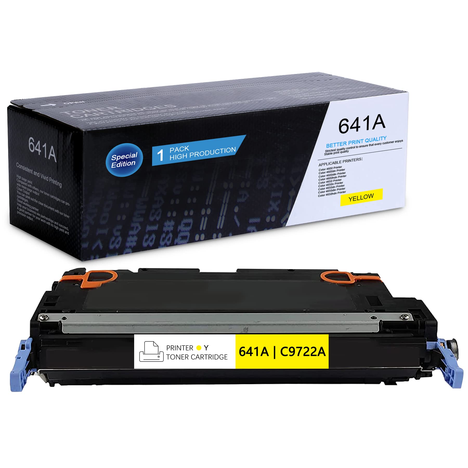HUIAYA 641A Compatible Toner Cartridge Replacement for HP 4600/4600dn/4600dtn/4600hdn/4650/4650n Printers | High-Yield Yellow Ink | Ideal for Office Printing & Large Volume Documents