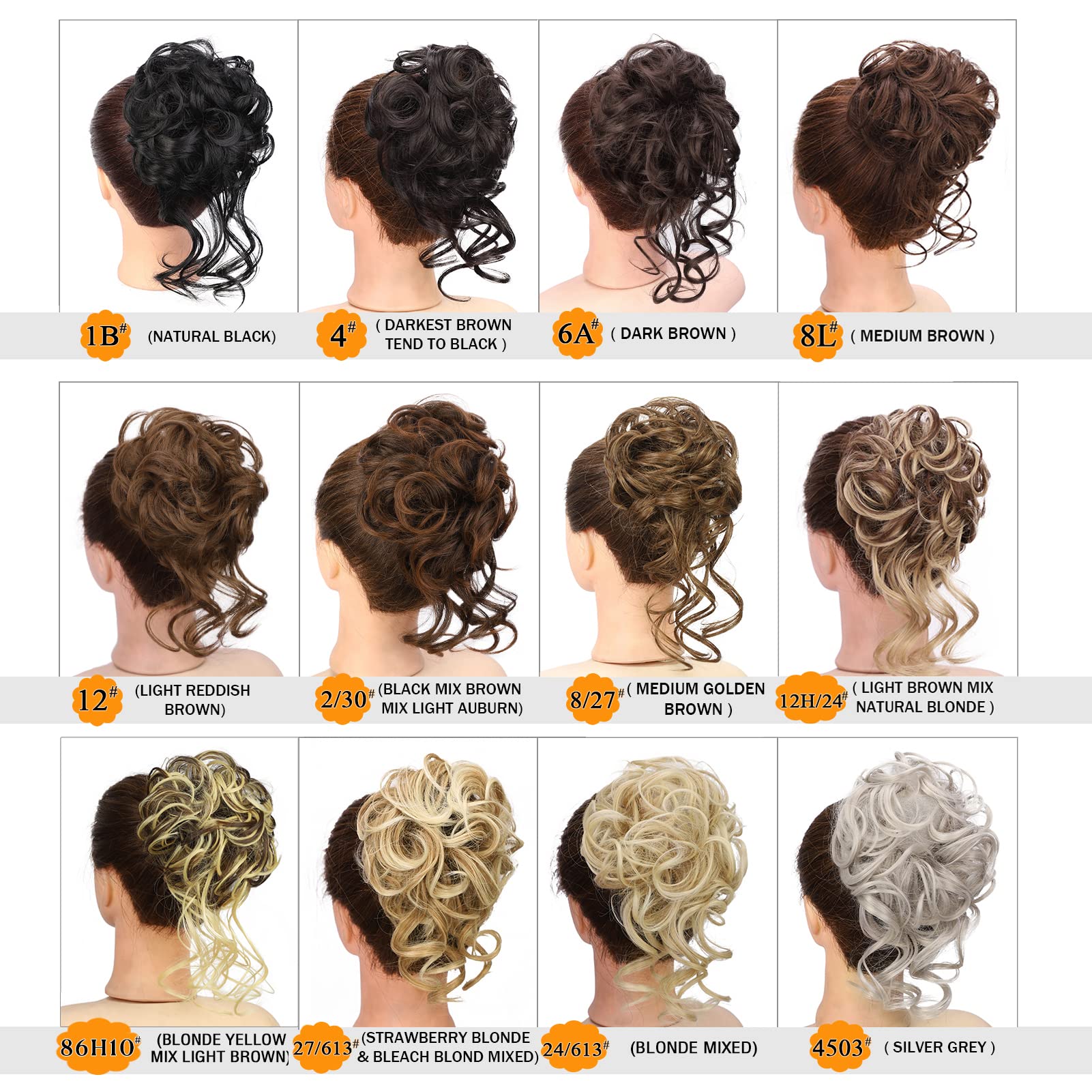 Earfodo Messy Bun Hair Extension for Women - Synthetic Hair Bun Ponytail Piece in Medium Golden Brown (8/27#) - Perfect for Daily Wear, Work, and Casual Outfits