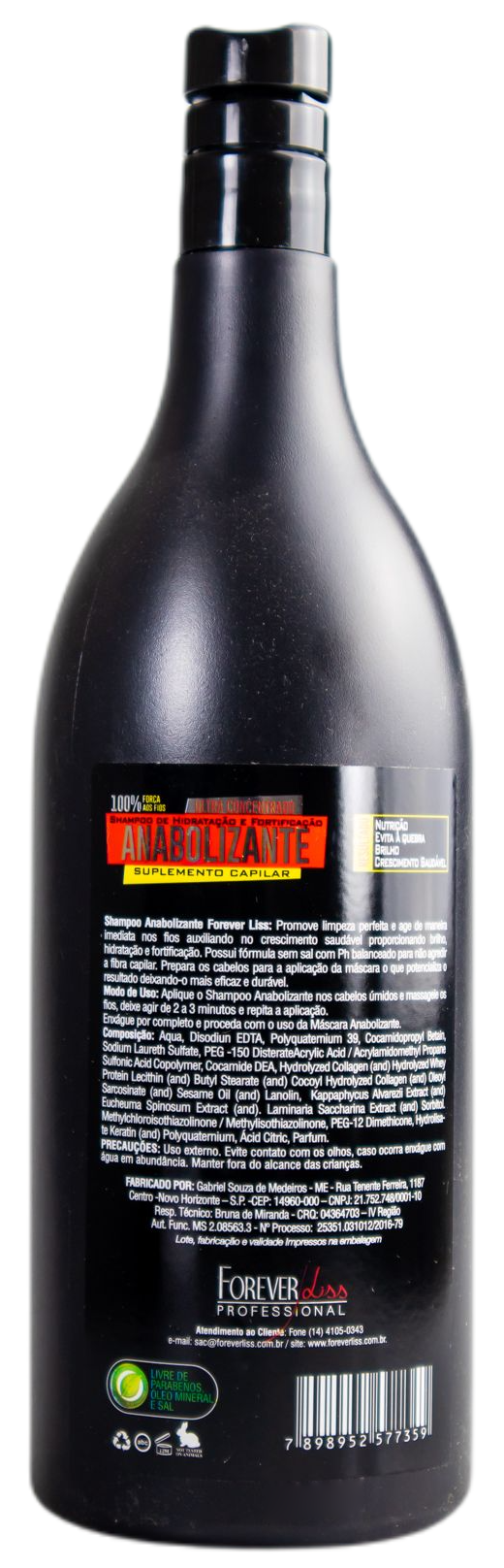 Forever Liss Anabolic Capillary Strength & Nutrition Shampoo 1L - Hair Growth Treatment for Thinning Hair & Damaged Hair - Perfect for Daily Use & Salon Treatments