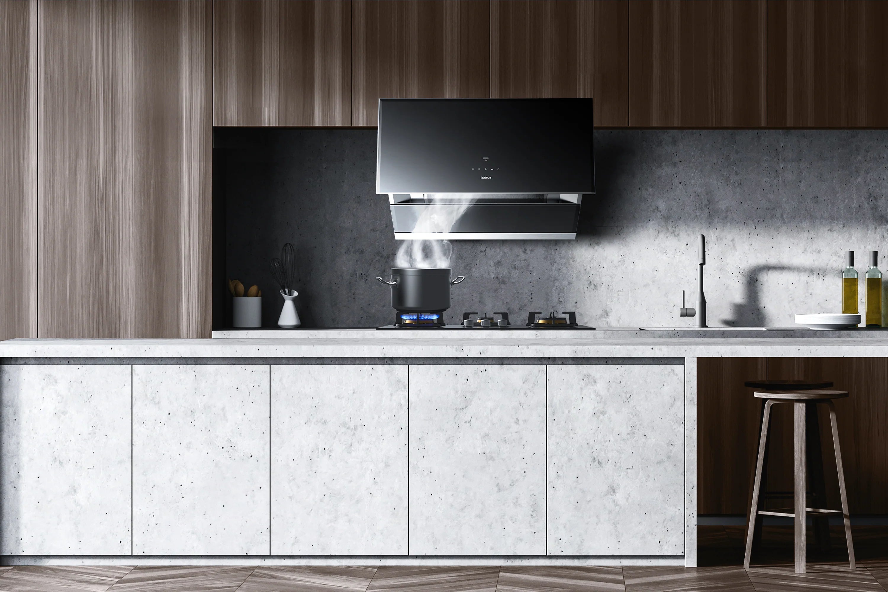 ROBAM A679S 36 Inch 1300 CFM Under Cabinet Range Hood with Touchless Control - Powerful Kitchen Ventilation for Smoke & Odor Removal - Perfect for Modern Home Cooking