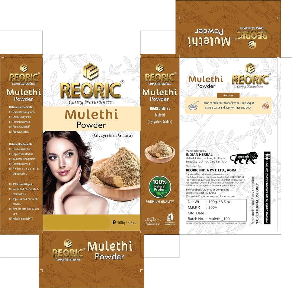 Organic Reoric Mulethi Powder & Orange Peel Powder for Face - Licorice Root Powder for Skin Brightening & Glow - 200g (Pack of 2) - Natural Face Mask & Exfoliator for Acne, Dark Spots & Dull Skin