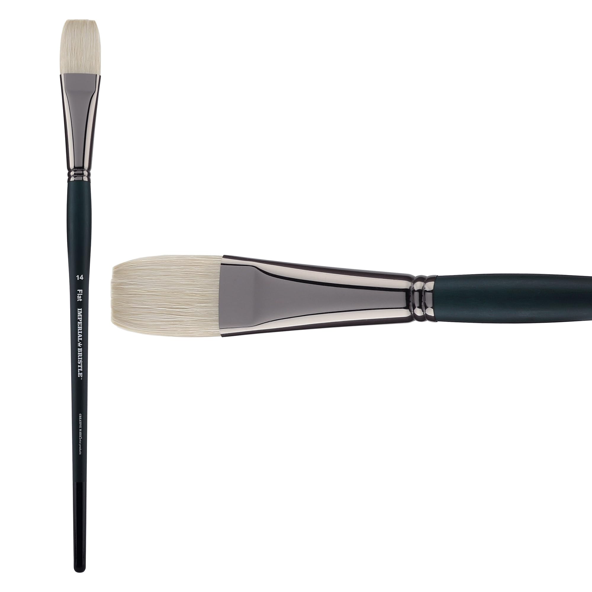 Imperial Professional Chungking Hog Bristle Brush - Flat #14 | Handmade Artist Oil Paint Brush with Nickel-Plated Brass Ferrules | Stiff Yet Soft Natural Bristles | Perfect for Canvas Painting, Acrylics & Oil Techniques | Long Handle for Comfortable Grip