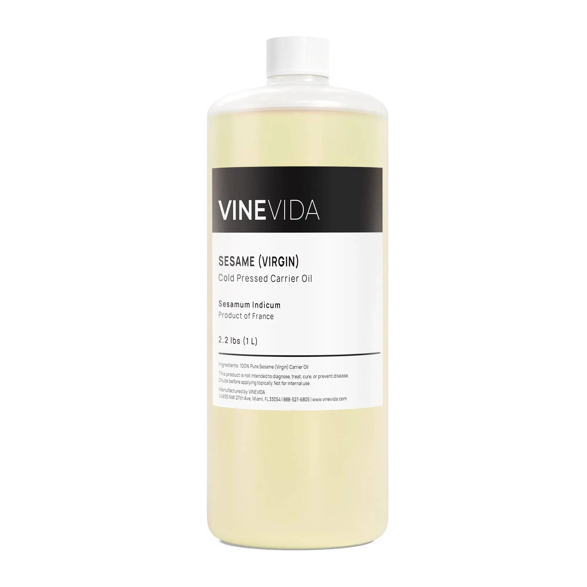 Organic Virgin Sesame Carrier Oil for Hair & Skin Care - Cold Pressed, Unrefined, 100% Pure - Perfect for Massage, Aromatherapy & DIY Beauty Recipes