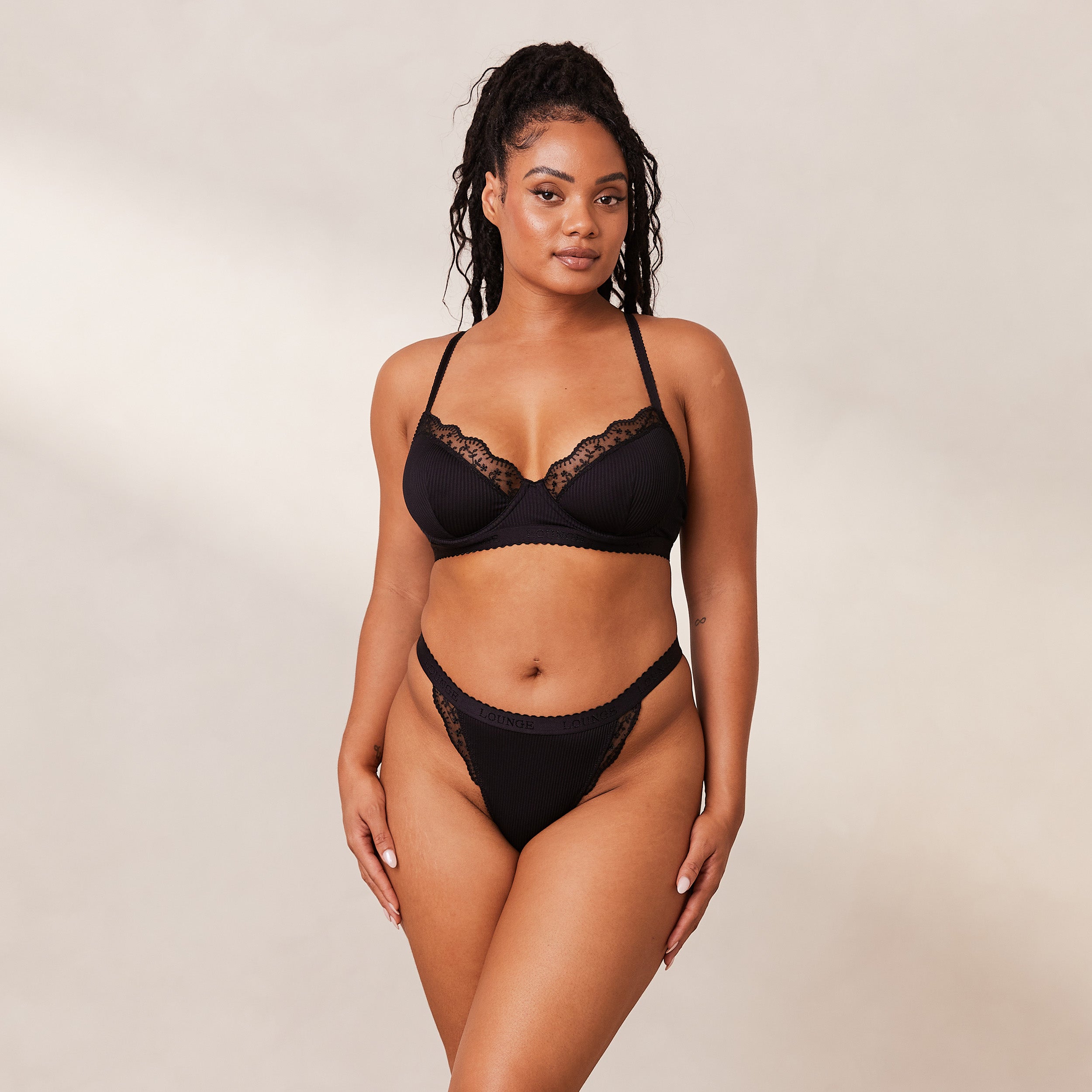 Ribbed Balcony Bra - Black Lace Underwire Push Up Bra for Women | Perfect for Everyday Wear, Date Nights & Special Occasions