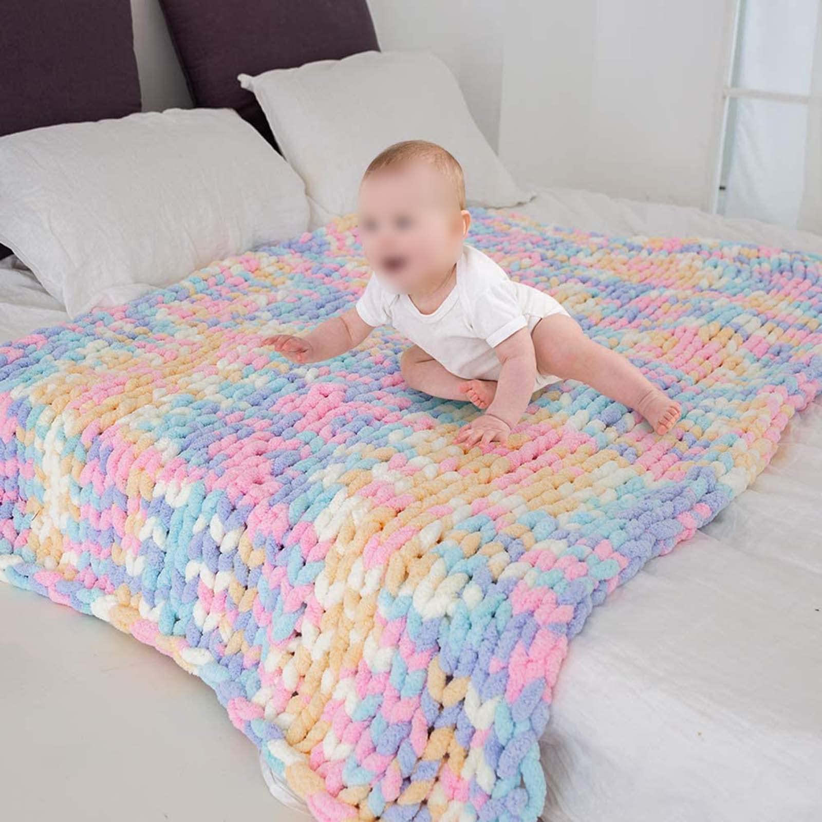 Chunky Knit Blanket Throw - Soft Chenille Yarn Knitted Blanket for Couch & Bed - Machine Washable Crochet Blanket - Handmade Cable Knit Throw (120x180 cm, Multicolor) - Perfect for Cozy Nights, Home Decor, and Gift Giving