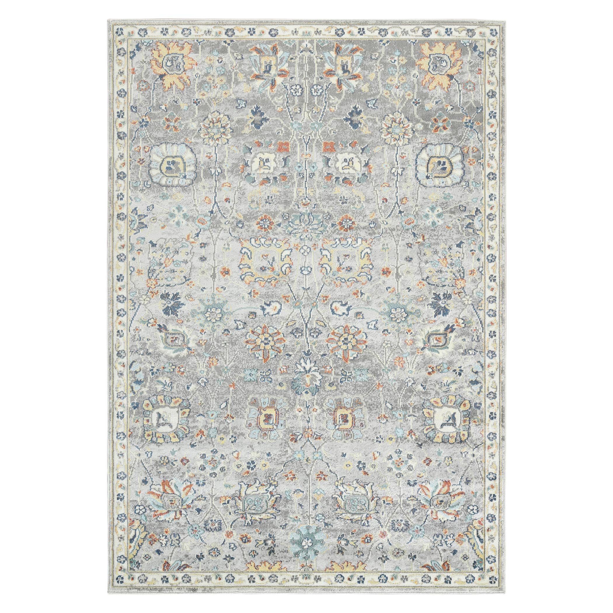AMER Rugs Bohemian Hialeah Collection 8x10 Indoor/Outdoor Area Rug - Machine Washable Grey Bohemian Rug for Living Room, Bedroom, Dining Room, Kitchen | Perfect for Home Decor, Patio & High Traffic Areas
