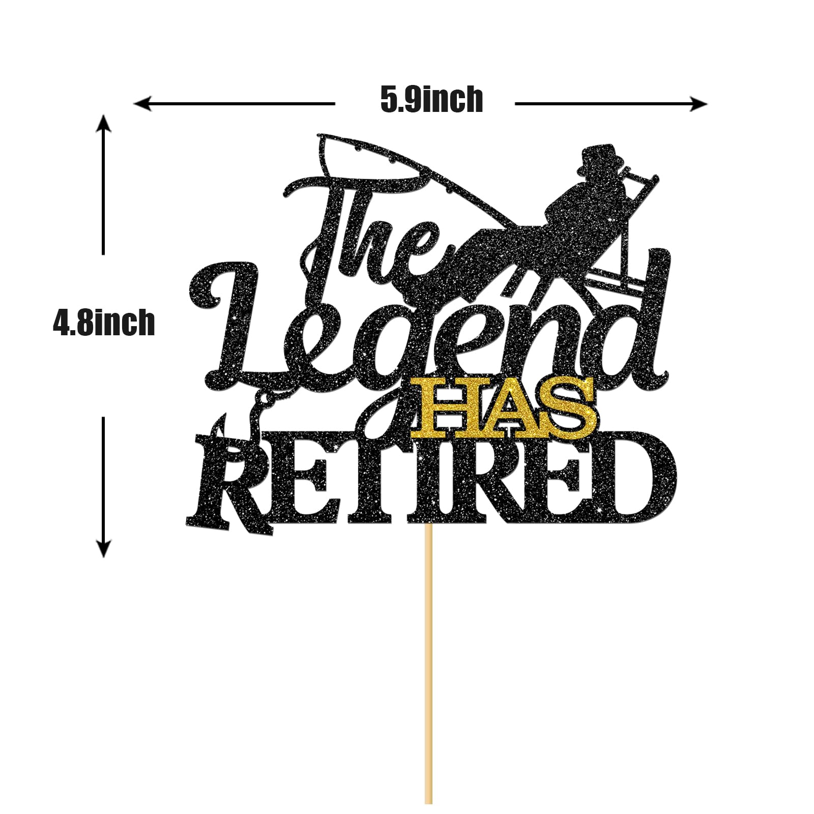 Maicaiffe Happy Retirement Cake Topper - Black Glitter Retired Farewell Party Cake Decorations | Perfect for Retirement Parties, Office Celebrations & Milestone Birthday Cakes