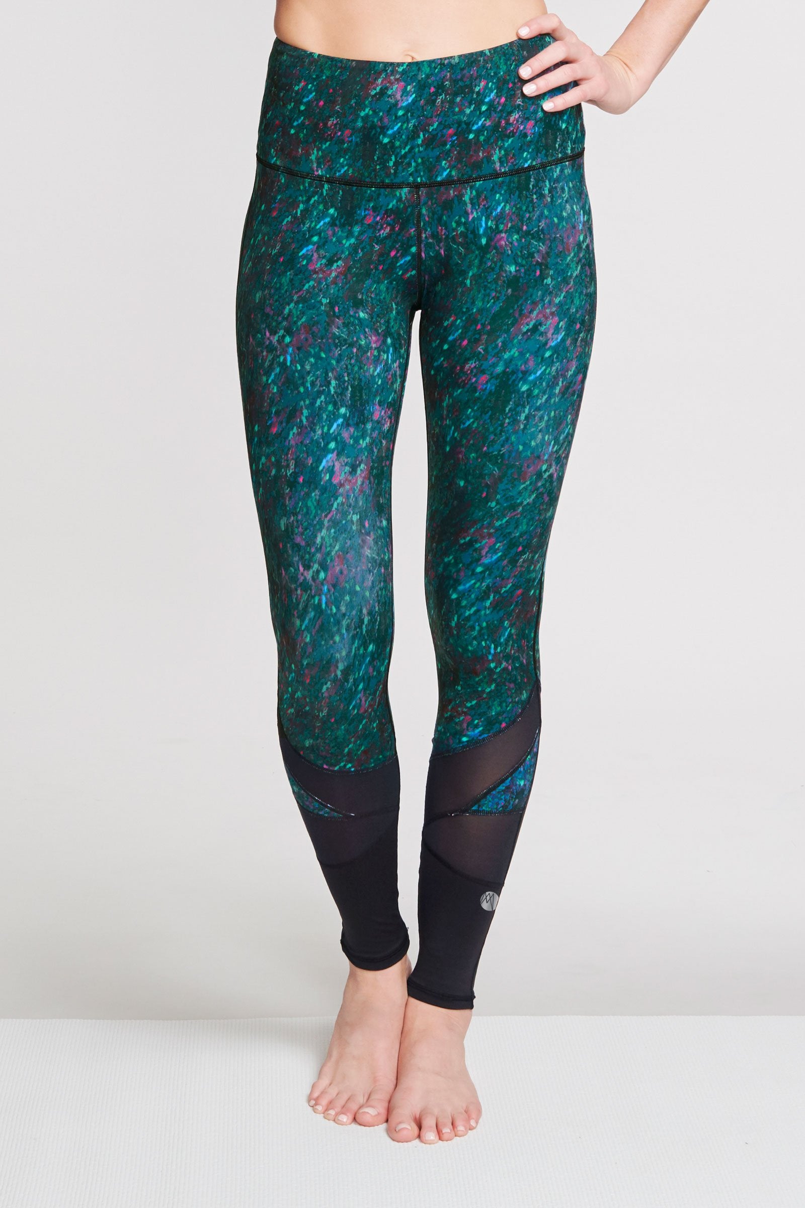 High Waisted Slimming Full Length Leggings for Women - Moving Waters Green - Yoga, Running, Workout & Everyday Wear