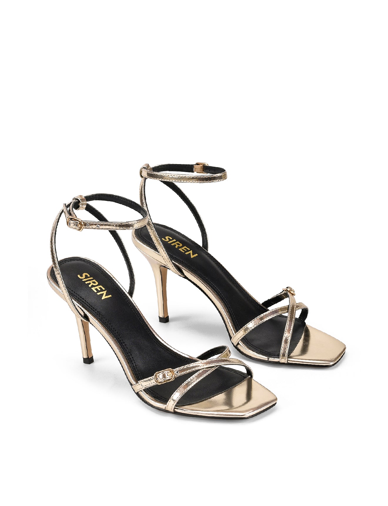 Niah Strappy Sandals - Gold Mirror Metallic Leather Women's Dress Sandals for Wedding, Party & Evening Wear | Comfortable Heels for Special Occasions