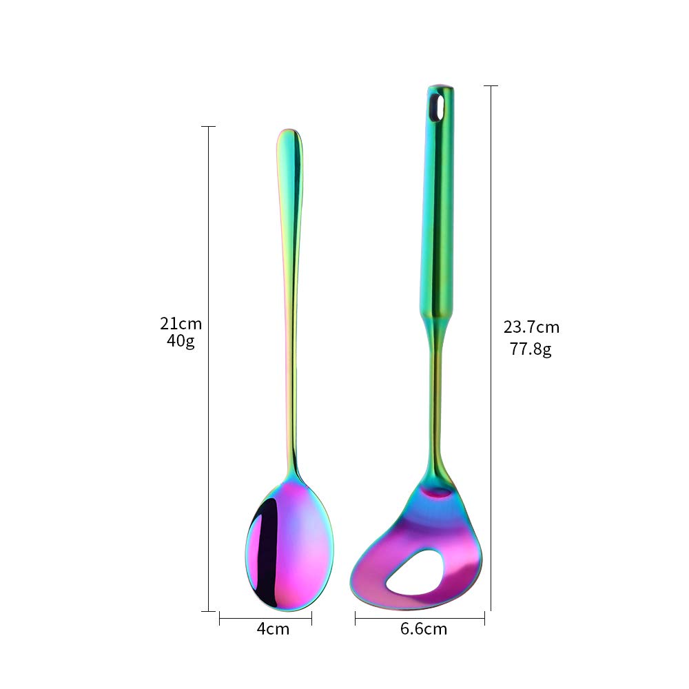 2-Piece Stainless Steel Meatball Spoon Set - 18/8 Non-Stick Meatball Maker with Long Handle - Perfect for Cooking, Serving & Meal Prep - Rainbow Color